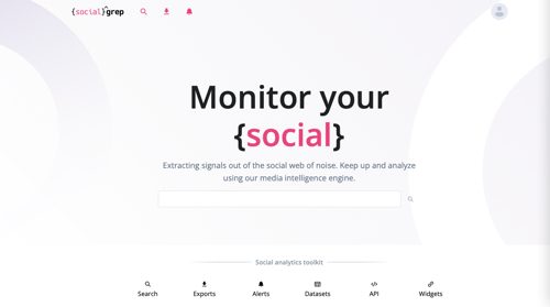 Screenshot from SocialGrep home page.