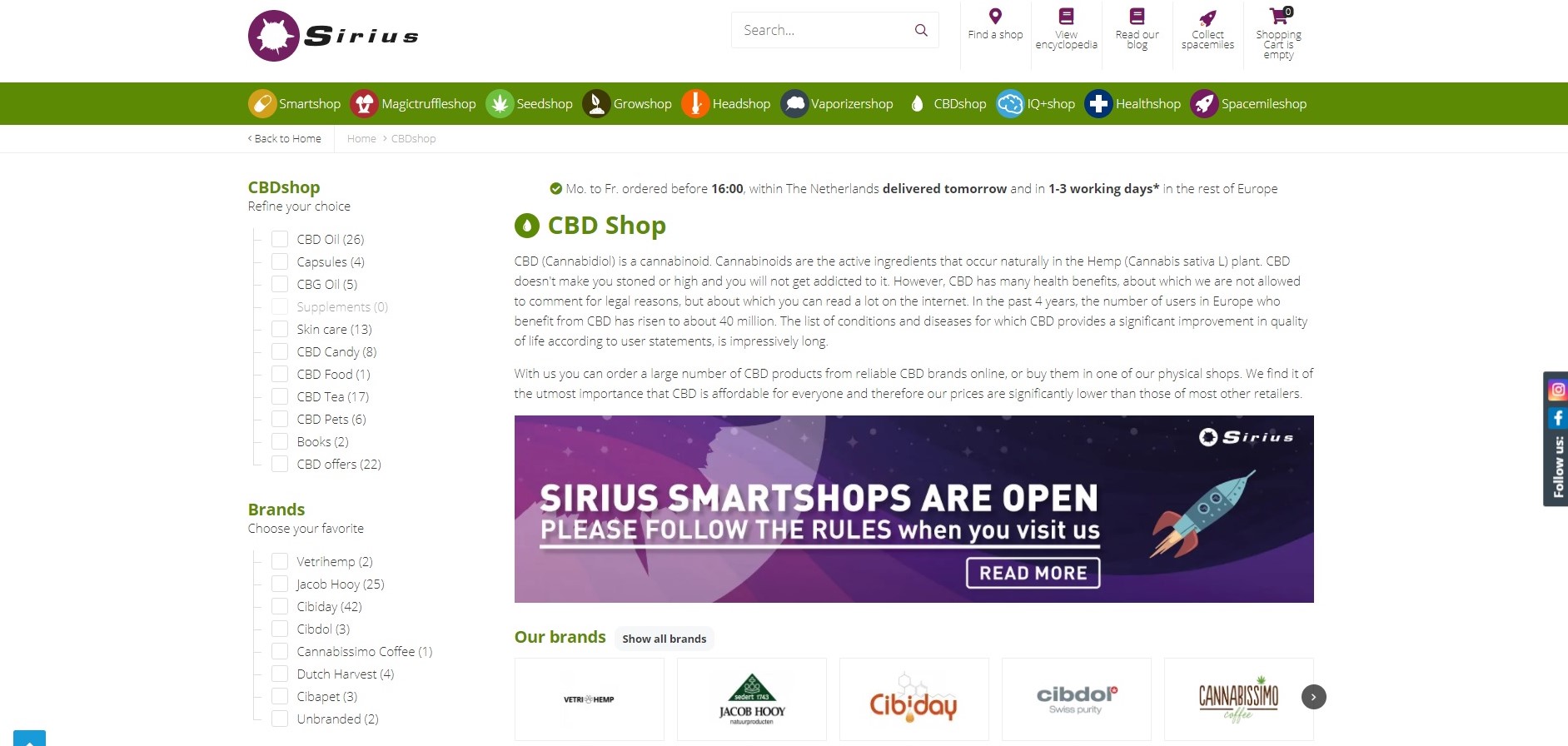 CBD Online Shop Review: Sirius
