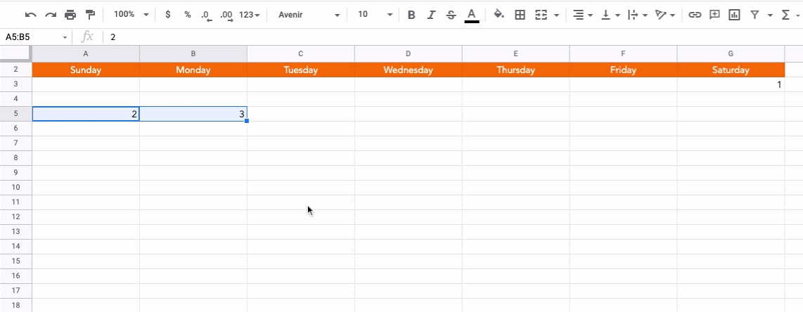 How to Make a Google Sheets Calendar: Click and Drag to Autofill Dates