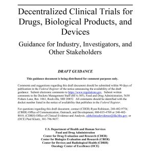 Проект керівництва FDA щодо децентралізованих клінічних випробувань: аналіз