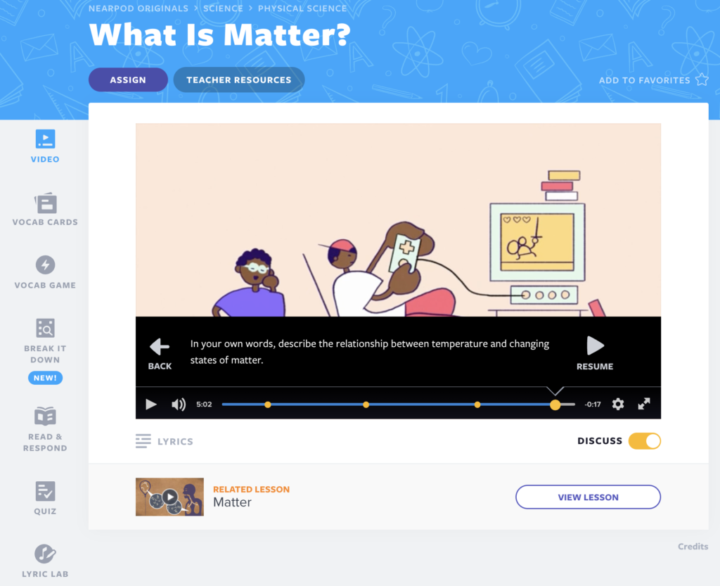 What is Matter? Nearpod Original lesson with Discuss Mode