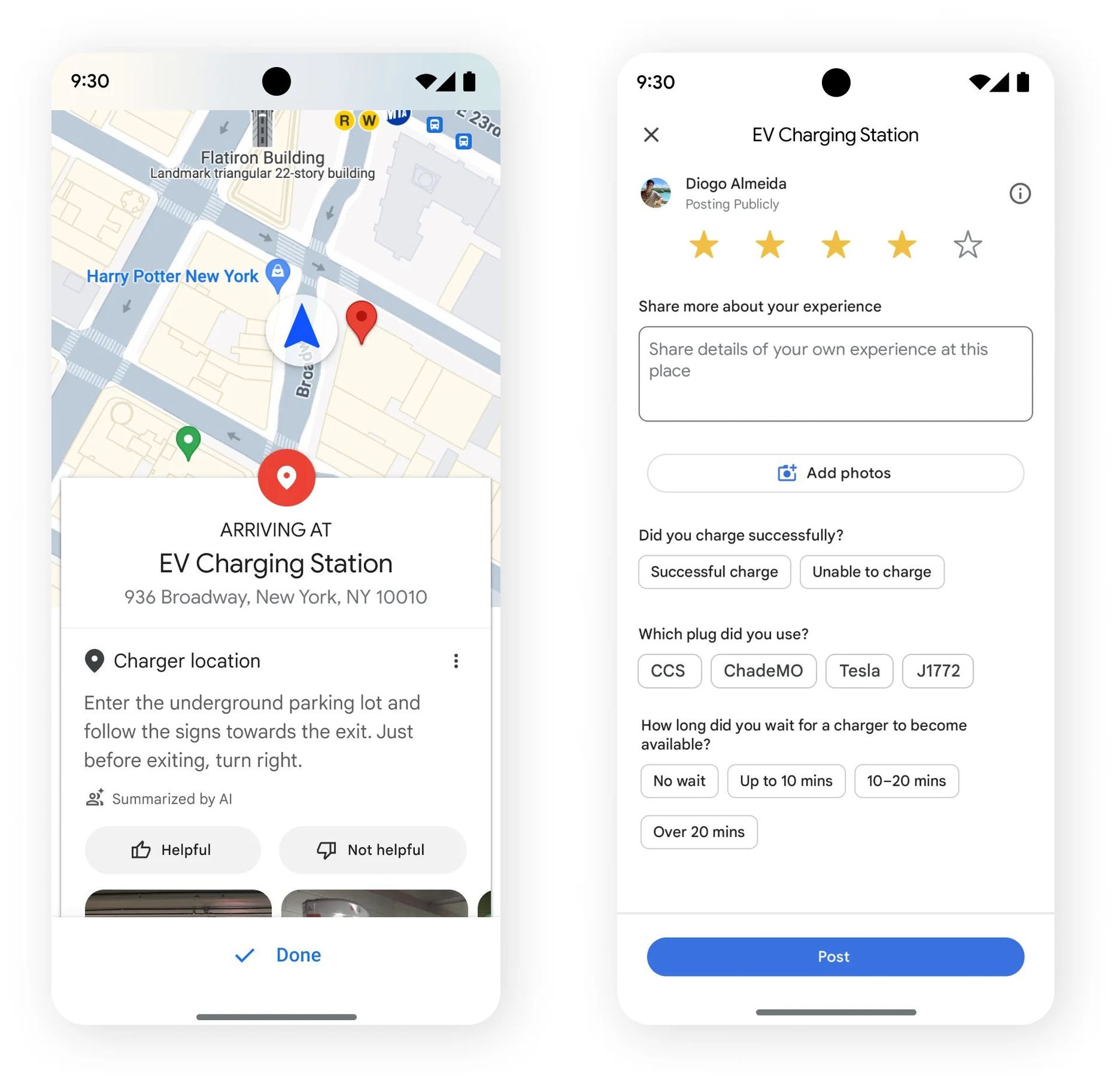 Google Maps avrà riepiloghi basati sull'intelligenza artificiale per facilitare la navigazione nelle stazioni di ricarica